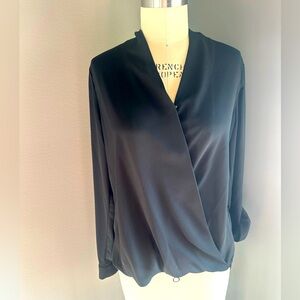 NWT Long Sleeve V Neck black blouse by Pleione, Size Medium.